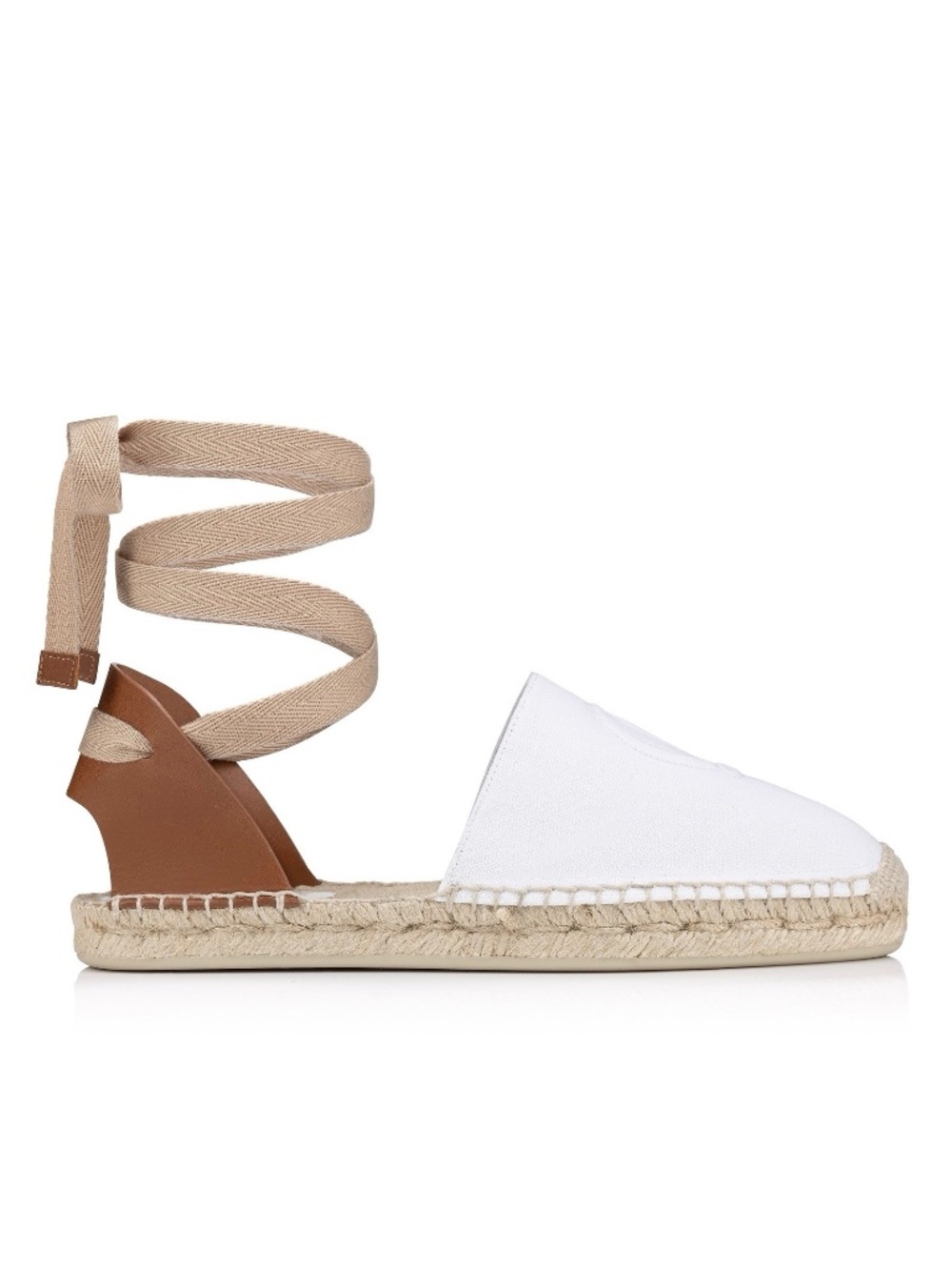 Christian Louboutin Nanou Lace CL Flat Espadrilles White Size 39 New